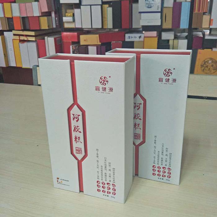 白红色 阿胶糕木盒